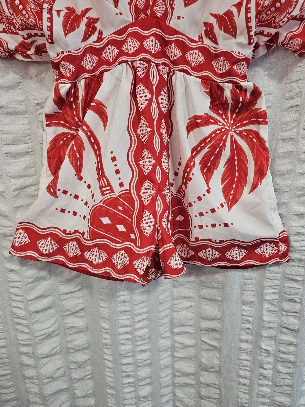 Cupshe Carmel Beach Tropical Print Romper Red White Island Vacation Medium - Picture 5 of 16
